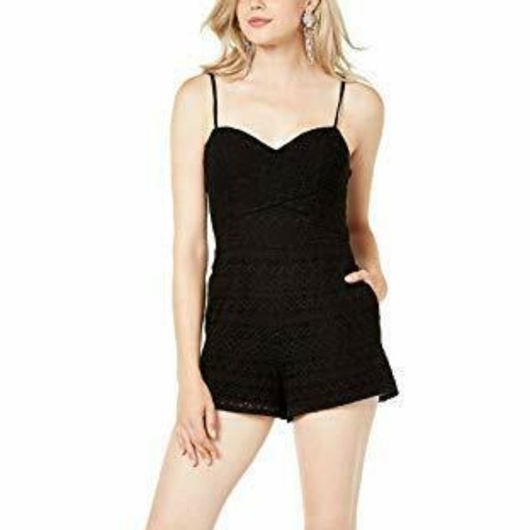 NEW Guess Dezzie Lace Short Romper Black Small - Picture 1 of 14